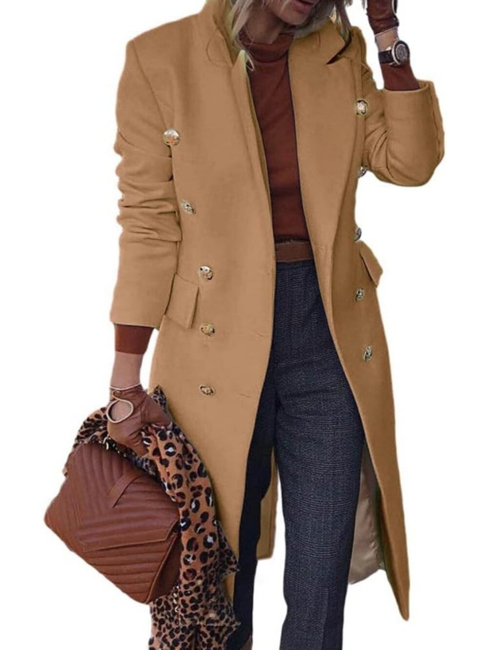 Chic Long Wool Trench Coat for Women | Double Breasted Fall Winter Jacket
